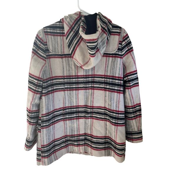 Merona Women's Medium Toggle Duffle Coat Wool Blend Plaid Preppy - Picture 9 of 9